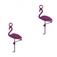 Bohemian hanger paars donker 20x5 mm flamingo