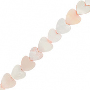 Schelp kraal roze licht hart 6,5x7 mm 5 stuks