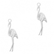 Bohemian hanger zilver 17x8 mm flamingo