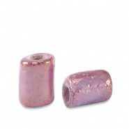 Keramiek kralen paars victorian 7x5 mm tube Grieks DQ