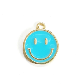 Bedel smiley blauw goud 11x14 mm