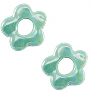 Keramiek kralen blauw turquoise bloem 21-24 mm