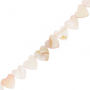 Schelp kraal roze licht hart 6,5 mm 5 stuks