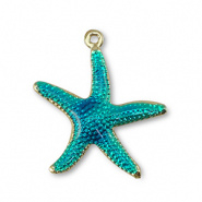 Bedel zeester blauw groen turquoise goud RVS
