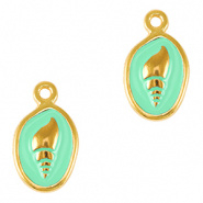 Bedel schelp turquoise goud DQ