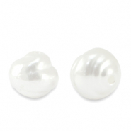 Acryl kraal wit zoetwaterparel 10 mm