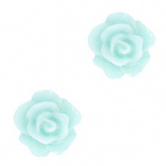 Bloem kraal blauw turquoise licht roosje 10 mm