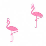 Bohemian hanger roze 20x5 mm flamingo