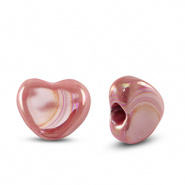 Keramiek kralen roze mauve licht hart 11 mm