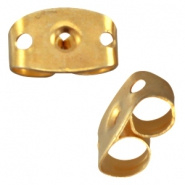 Oorbel stopper goud 3x6x4 mm RVS