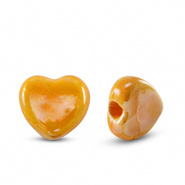 Keramiek kralen oranje apricot hart 11 mm