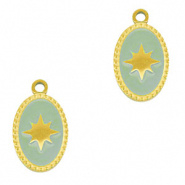 Bedel zon turquoise goud RVS