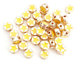 Metalen kraal goud ster geel 5 stuks