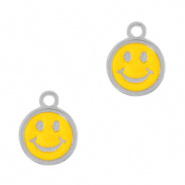 Bedel smiley geel amber zilver 15x12 mm DQ