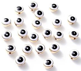 Evil eye kralen wit 5x7 mm goud 5 stuks