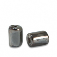 Keramiek kralen zwart anthracite 7x5 mm tube Grieks DQ