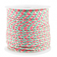 Koord roze turquoise neon gevlochten