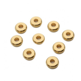 Metalen kraal goud disc 4x1,2 mm RVS 10 stuks