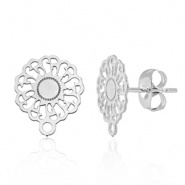 Oorbel zilver 12 mm RVS 1 set