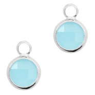 Crystal glas hanger blauw turquoise zilver