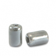 Keramiek kralen grijs adagio 7x5 mm tube Grieks DQ