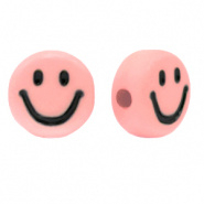 Acryl kraal smiley roze licht 7 mm