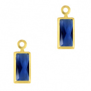 Crystal glas hanger blauw royal rechthoek goud