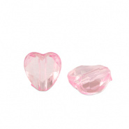 Acryl kraal roze transparant hart
