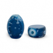 Glaskraal blauw deep ovaal 6 stuks