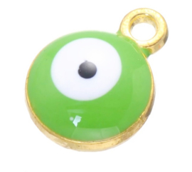 Bedel evil eye groen goud 6 mm