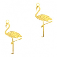 Bohemian hanger goud 22x11 mm flamingo