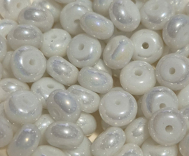 Glaskraal wit rondellen 8x4 mm 20 stuks