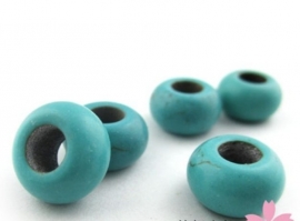 Natuursteen kraal blauw turquoise howliet 5 stuks