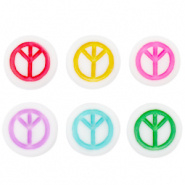 Acryl kraal wit peace multi color