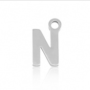 Bedel initial letter N RVS zilver