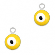 Bedel evil eye geel zilver 6 mm