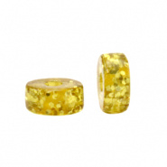 Polaris kralen geel olive oil glitter 4 mm disc