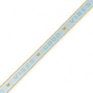 Lint met tekst Good Vibes blauw ice goud