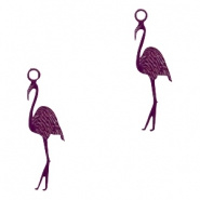 Bohemian hanger paars donker 17x8 mm flamingo