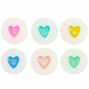 Acryl kraal wit glow in the dark hartje multi color mix