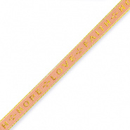 Lint met tekst Love Faith Hope coral red gold