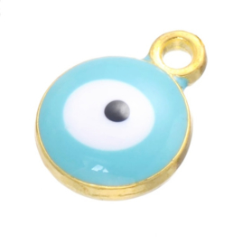 Bedel evil eye blauw aqua goud 6 mm