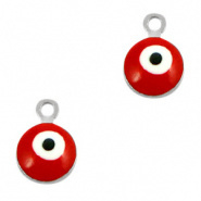 Bedel evil eye rood zilver 6 mm