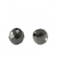 Glaskraal zwart 4 mm 12 stuks zirkonia