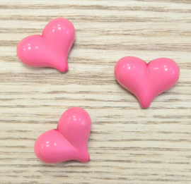 Acryl kraal hart roze fuchsia