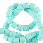 Polymeer kraal fimo snoertje tube blauw turquoise