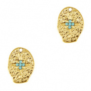 Bedel kruis turquoise goud RVS