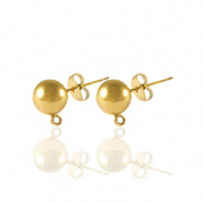 Oorbel goud 4 mm RVS 3 sets