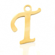 Bedel initial letter T RVS goud