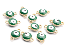 Bedel evil eye groen goud 6 mm connector